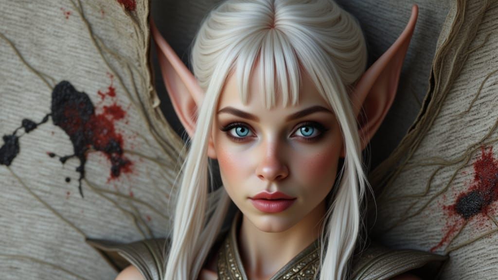 Magical Newspaper Elf Portrait with Platinum Blonde Hair