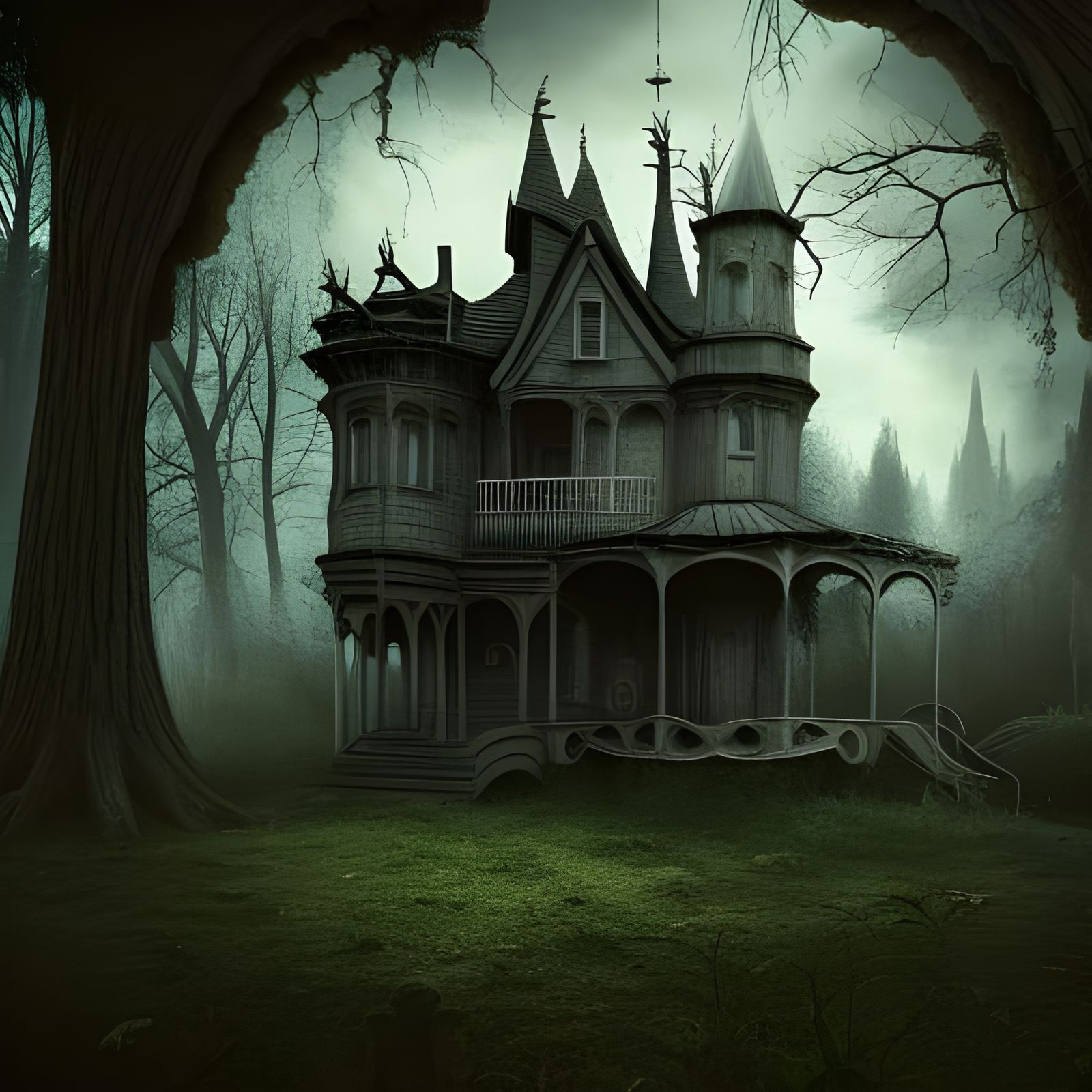 Haunted House In The Woods - AI Generated Artwork - NightCafe Creator