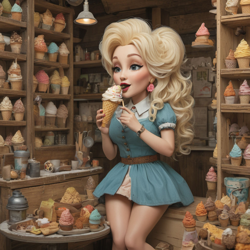 Dolly in an ice cream shop