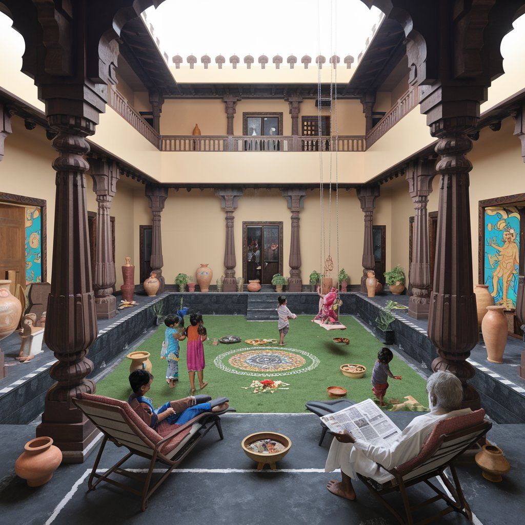 A house with a central courtyard