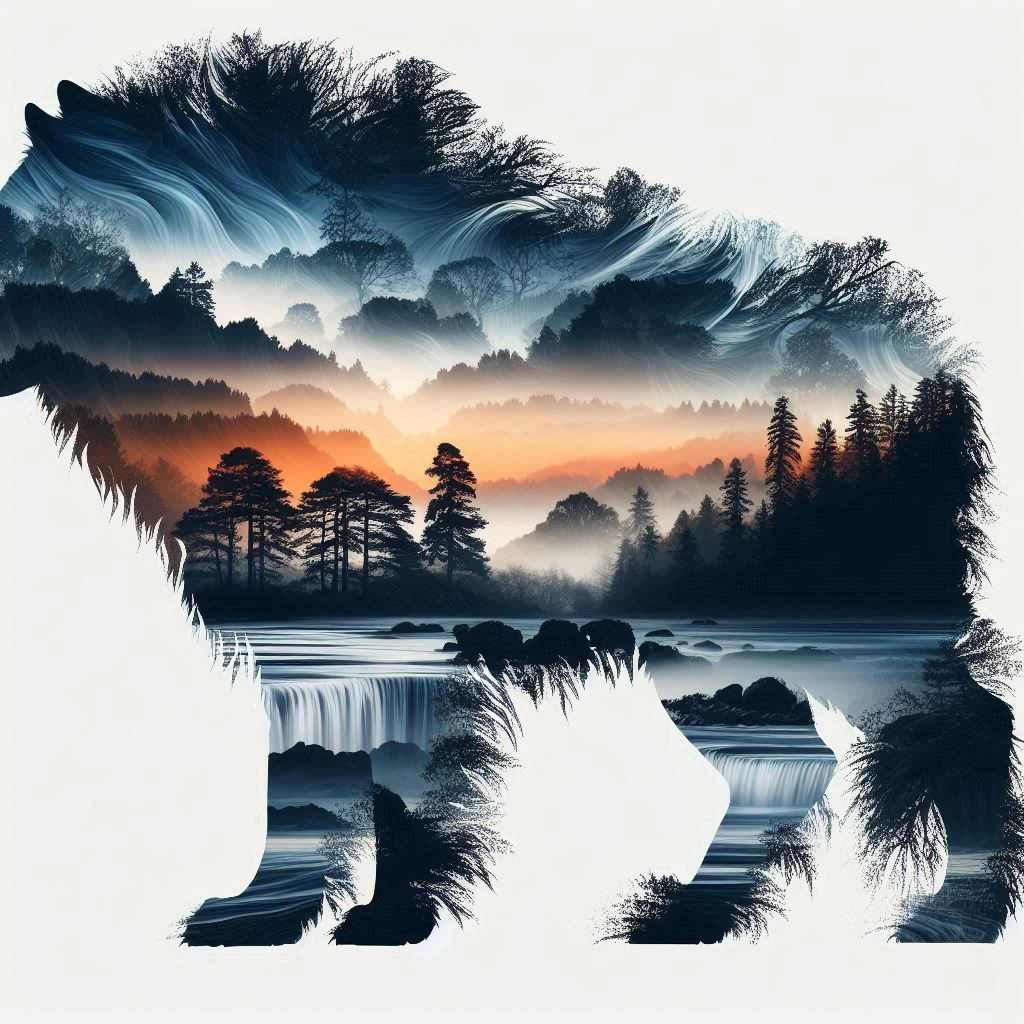 double exposure beautiful fantasy portrait landscape..