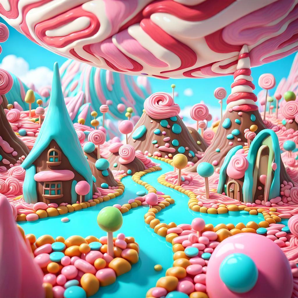 Candy Wonderland in Cute Bubblegum Colors AI Generated Artwork