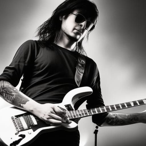 Write a story about a 30-year-old rock guitarist, recounting...