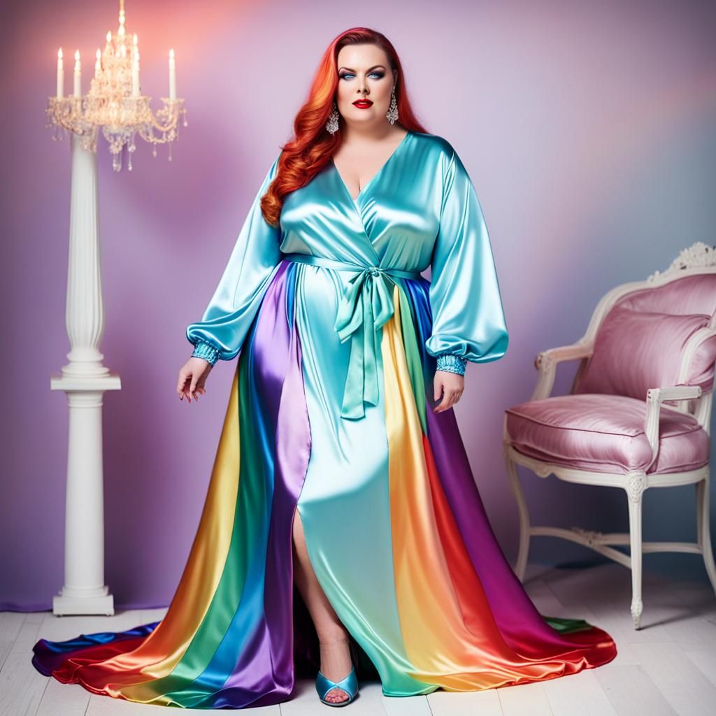 Sensual Big Beautiful Woman BBW Lady Wearing Long Sleeve Rai...