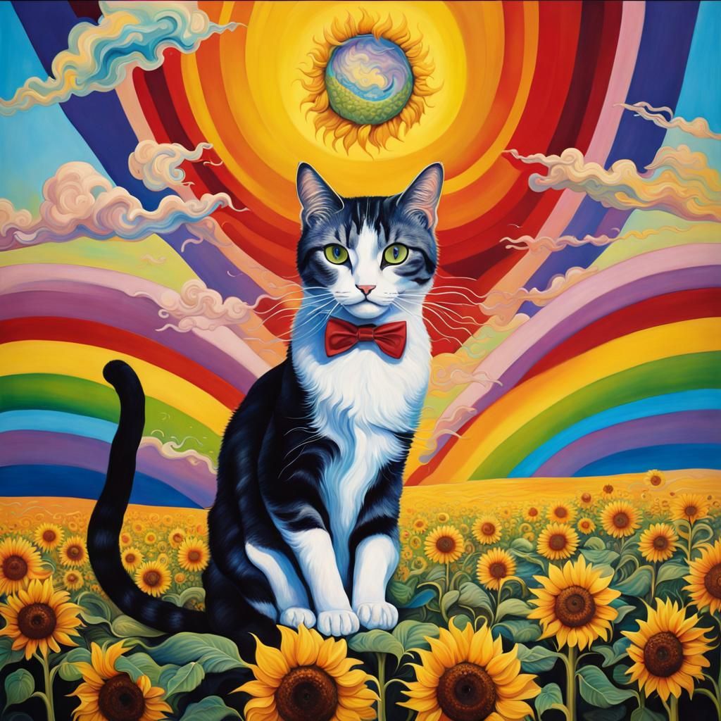 Electric Lighting Cat Sunflower Rainbow Surrealism Salvador Dali Matte 