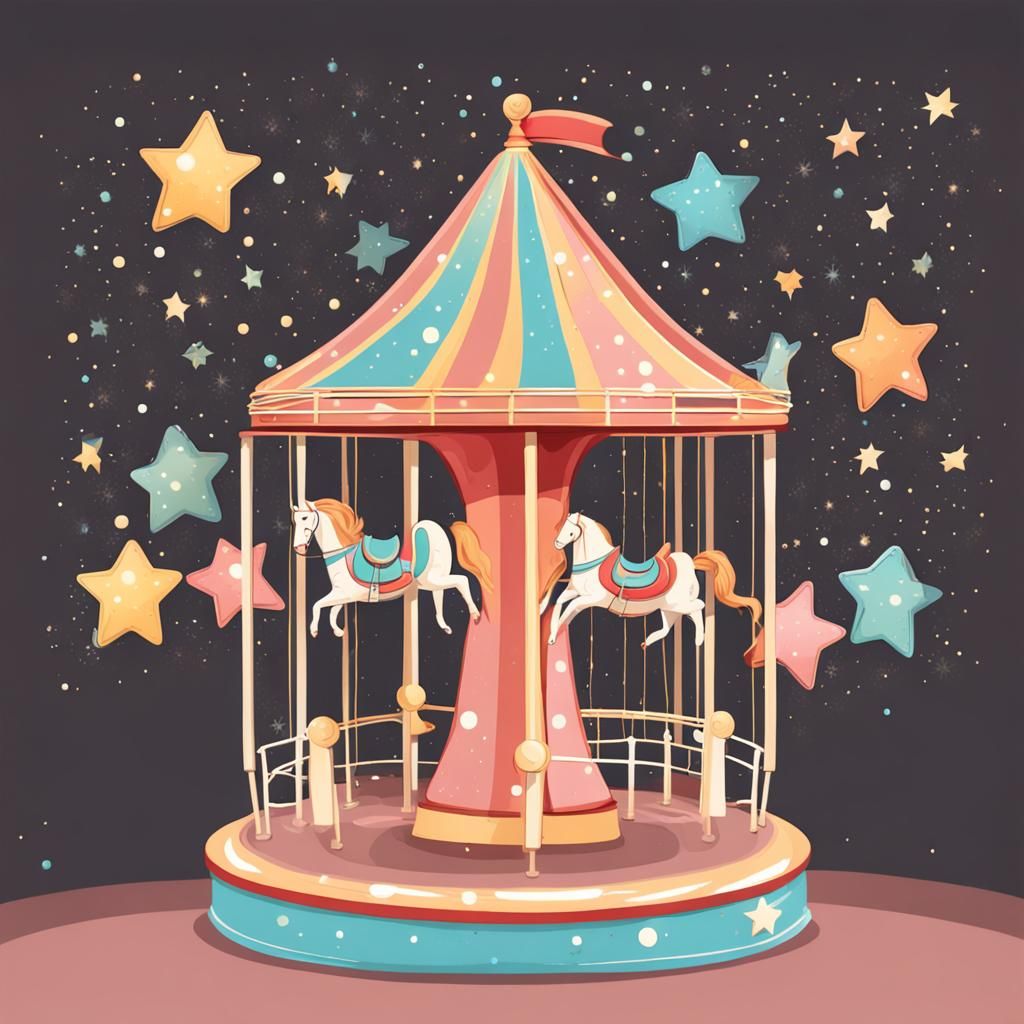 merry go round with stars and bubbles