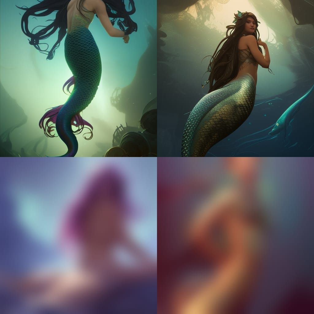 a mermaid with an eel tail effected by pollution