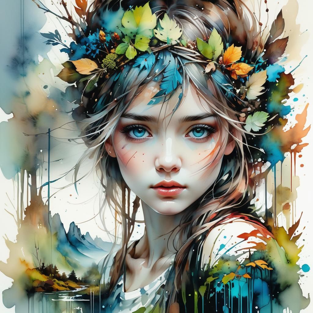 Surreal Landscape in Watercolor Art Style