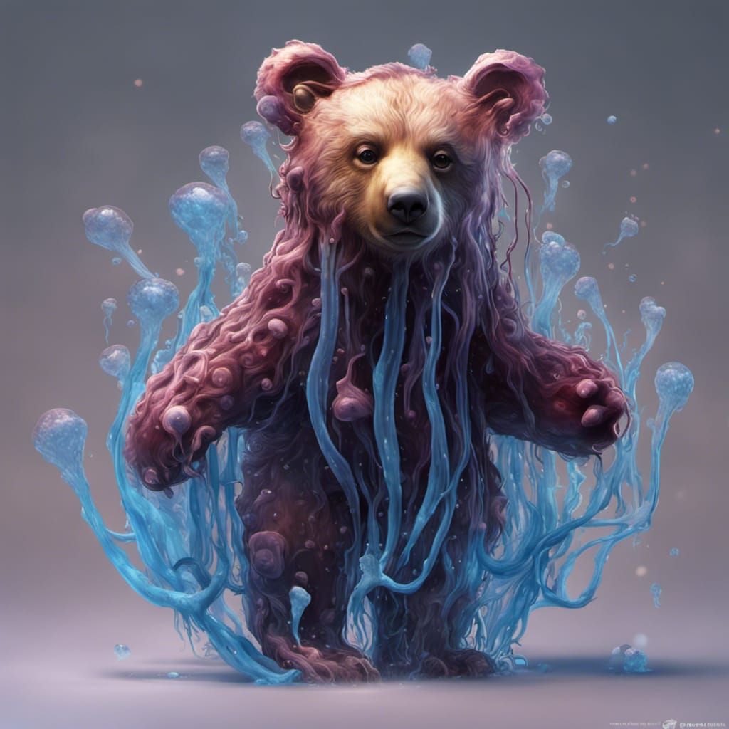bear mixed with a jellyfish as a baby