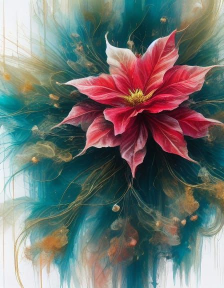 Ethereal Watercolour Poinsettias and Holly