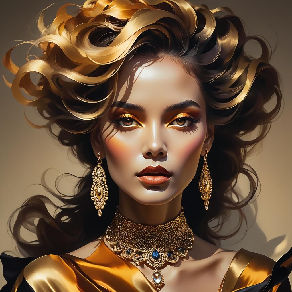 Elegant Woman Portrait in Golden Hour Hues