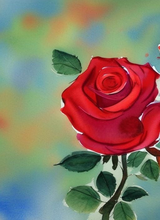 water colour red rose