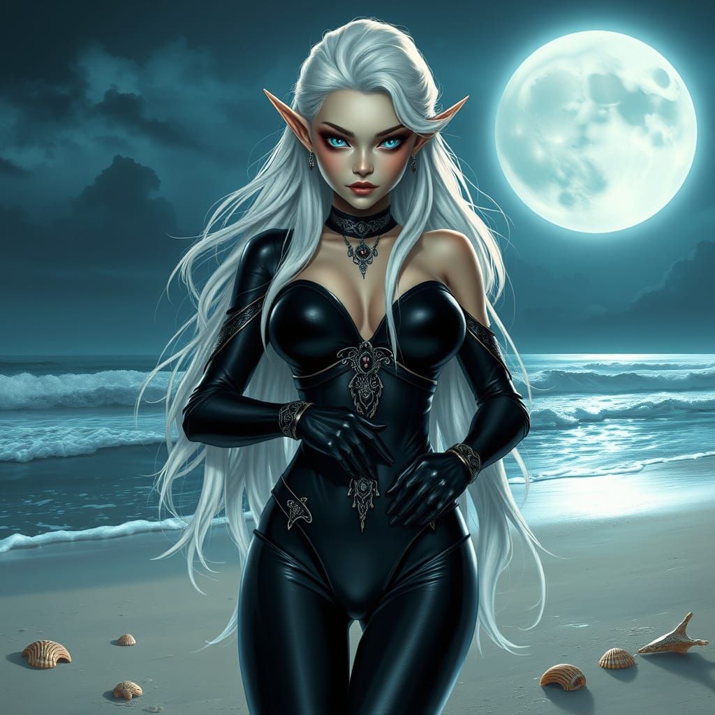 Sea Elf Rogue on Moonlit Beach