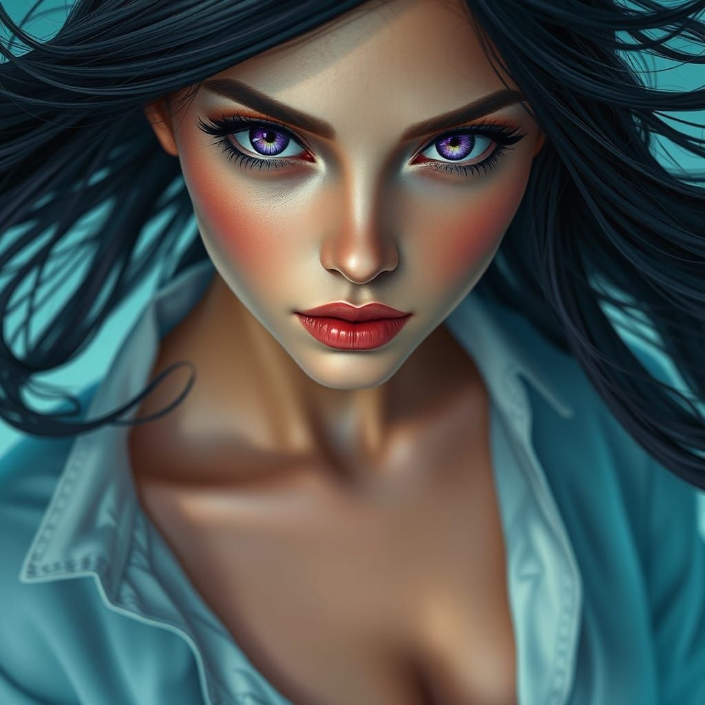 Woman with Purple Eyes: Fantasy Concept Art