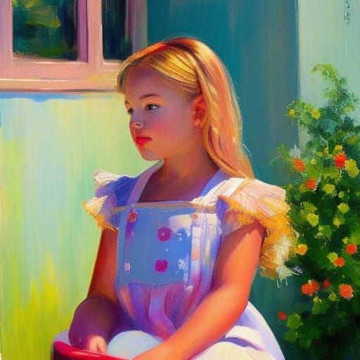 "beautiful blonde Woman deep in thought sitting in a white c...