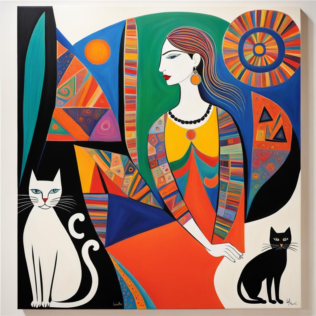 Woman and hr cat v47.77 - AI Generated Artwork - NightCafe Creator