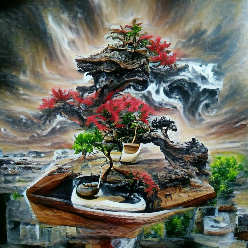 Bonsai Oil Painting