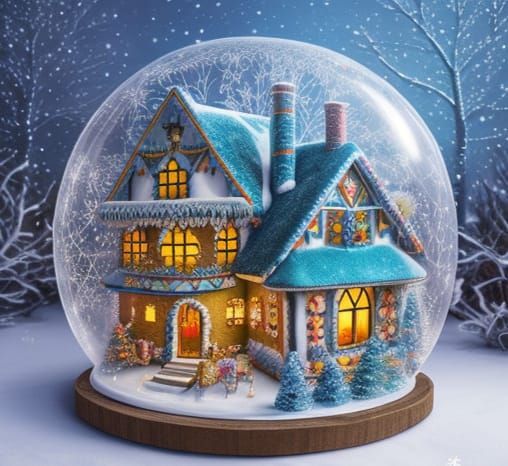 Whimsical Gingerbread House in Snowy Winter Wonderland