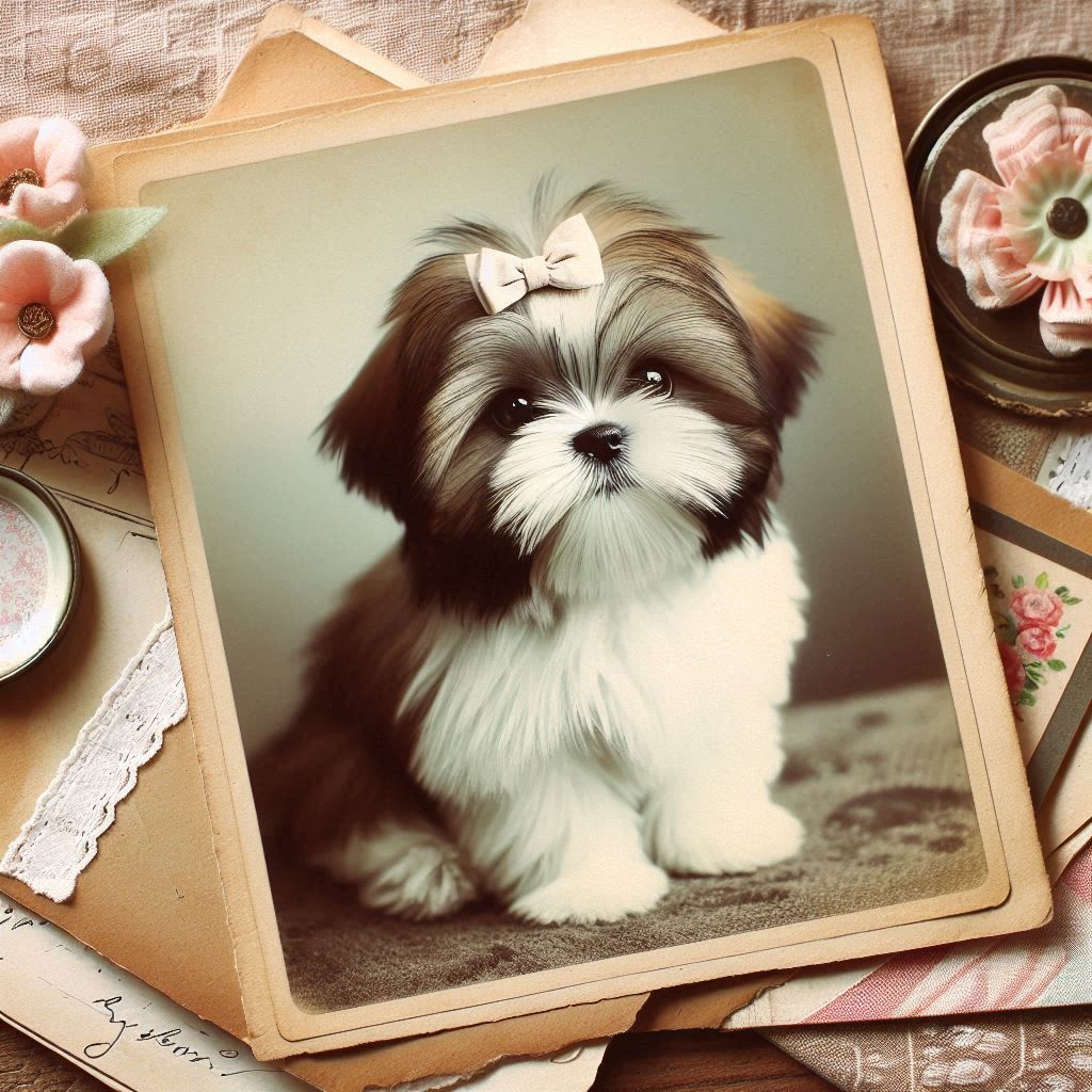 A Vintage Photograph of a Shih Tzu