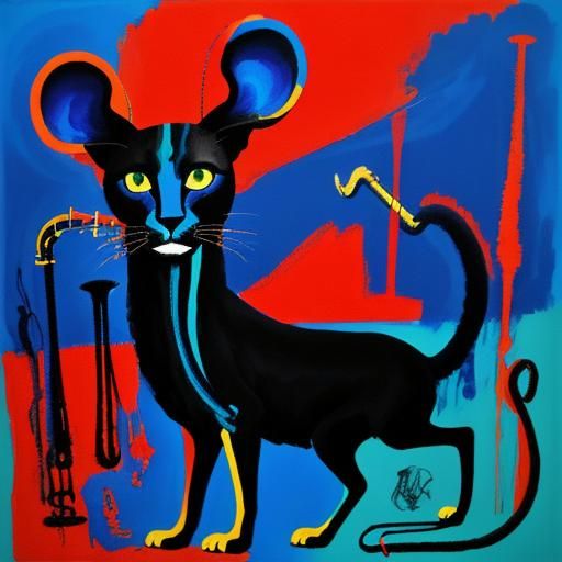 Mouse Davis as Miles Davis at Fillmore 
Animals playing jazz by Chaim Soutine and Mark Rothko 