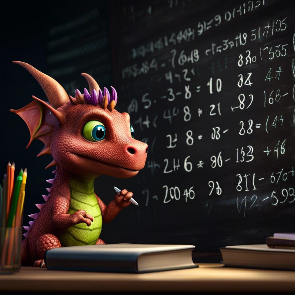 A little dragon solving maths problem    by @Midnight_Stalker 