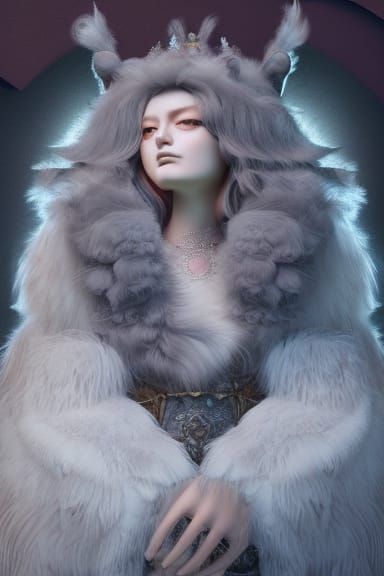 castle; furry, fluffy, floofy; rococo detailed portrait; dig...