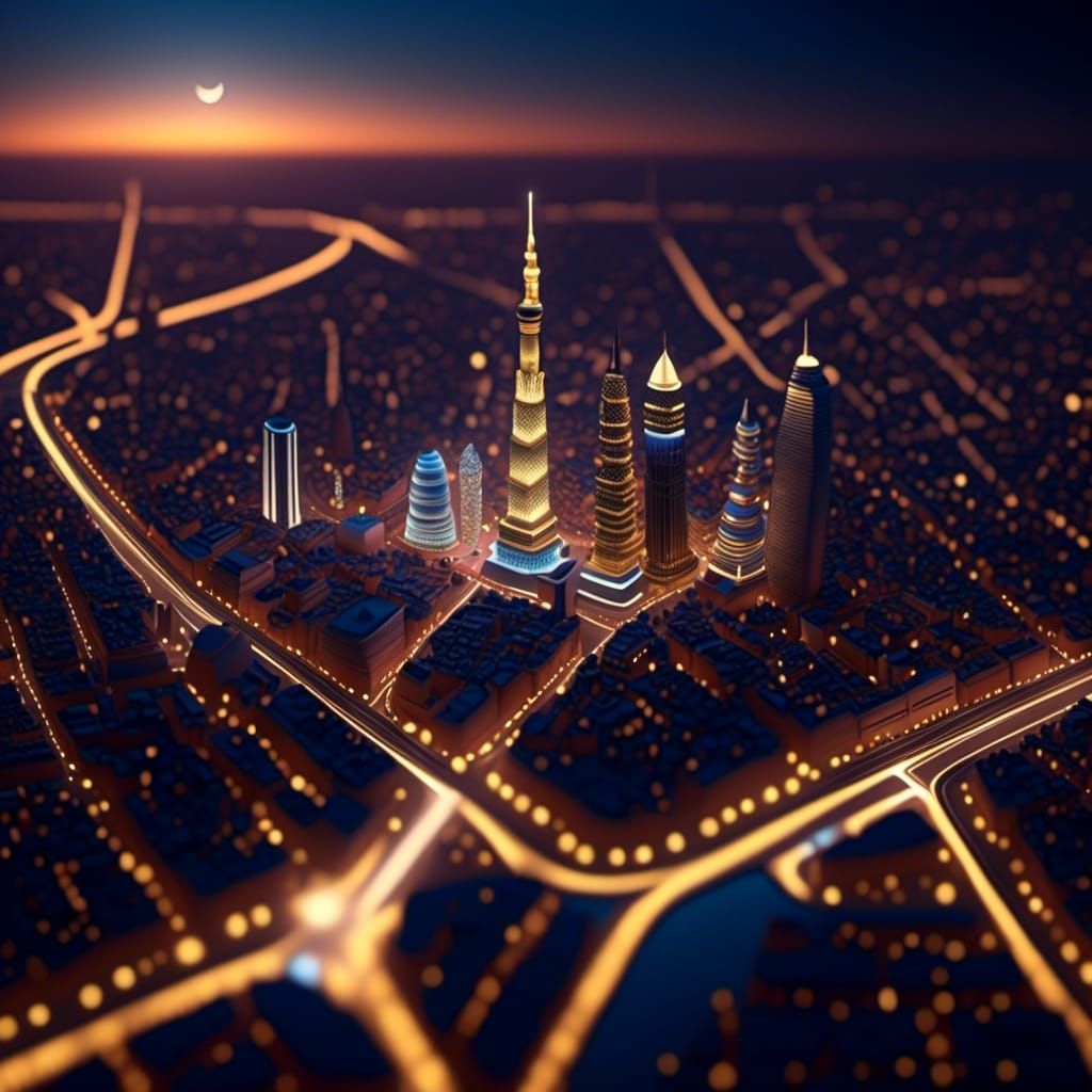 <lora:3D Mapping:1.0>3D map of the surface of Cairo, at night