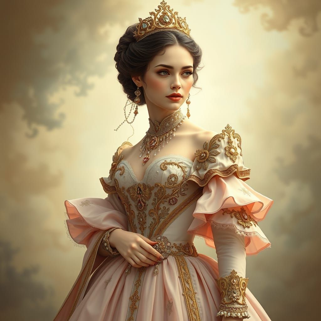 Ethereal Royal Beauty in Art Nouveau Style