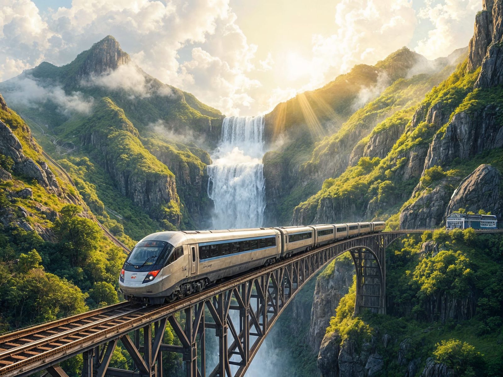 Train on a high bridge  by @Nageswara