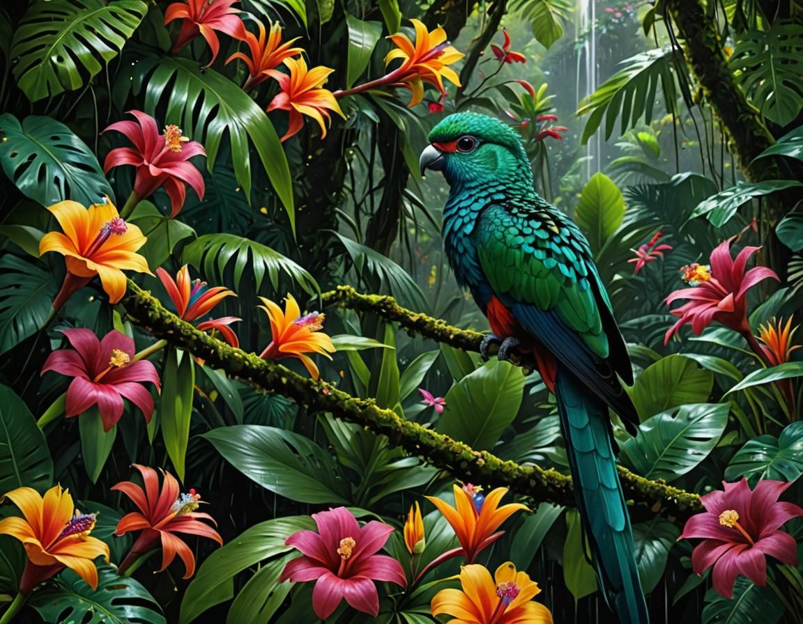The Resplendent Quetzal is known for its long, flowing tail feathers that only males display during the breeding season.  by @Jiushu