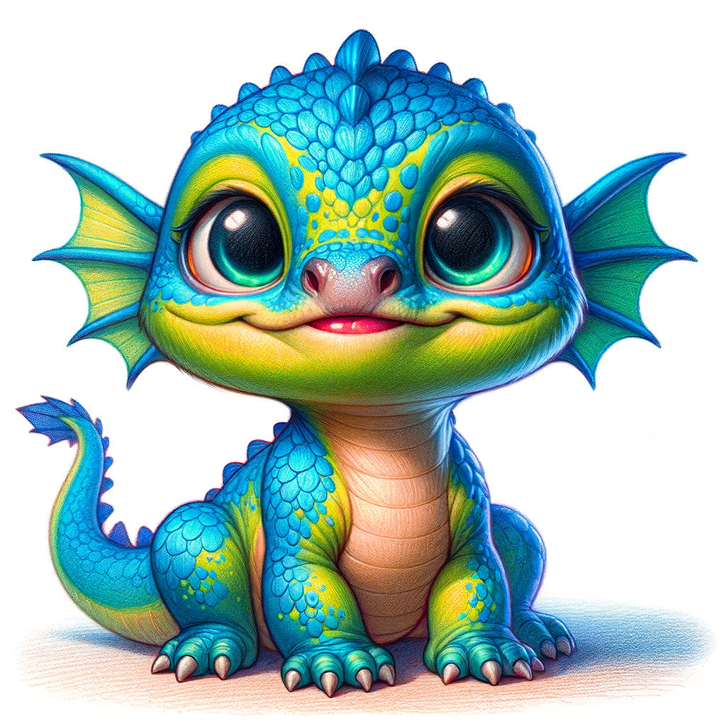 Cute Chibi-Style Water Elemental Dragon