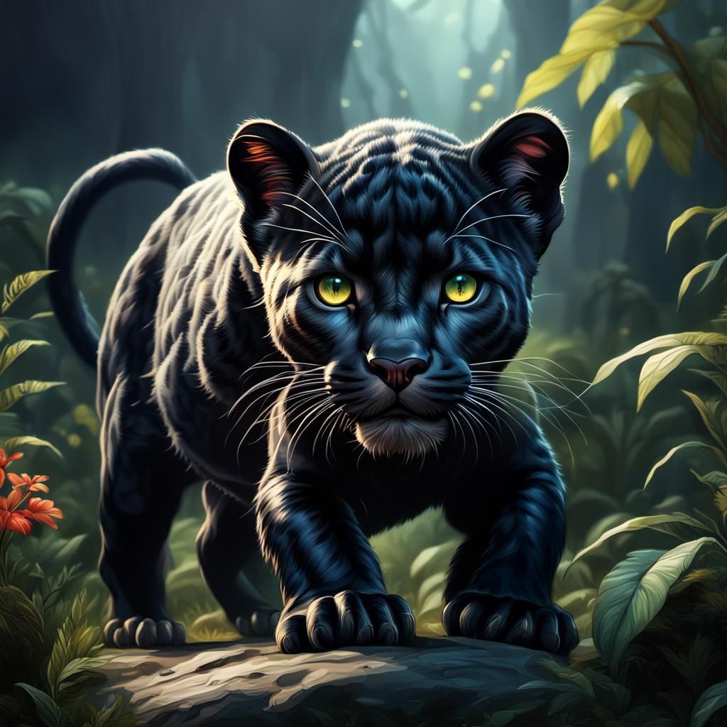 Cute Panther in the Wild: Fantasy Concept Art