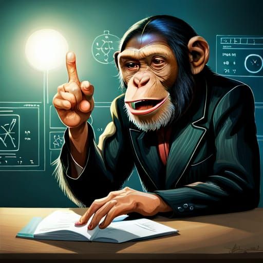 Dr. Schimpanse Discussing Mathematical Formulas  by @Kate McCridhe