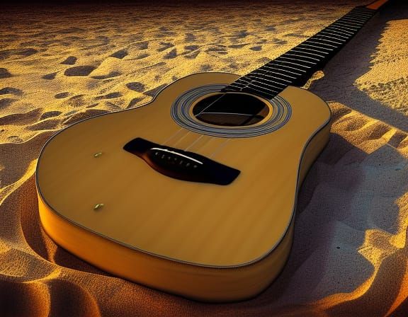 The acustic guitar's beach
