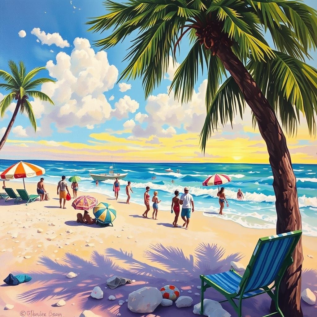 Whimsical, Colorful Beach Scene  by @di1604