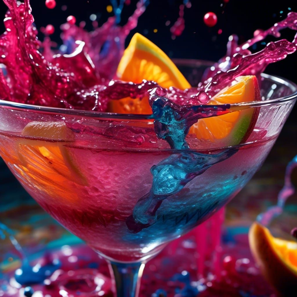 <lora:FoodGloriousFood:1.0>  Ultrafine Close Up HD 3D Octane HD Image; Beautifully Authentic intricately detailed dynamic vibrant cocktail -...