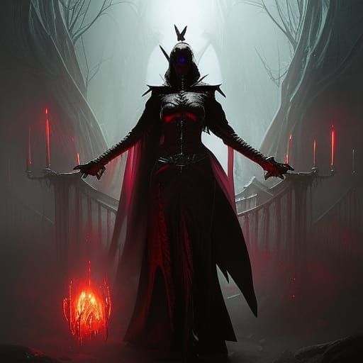 Gothic horror elf mage lich necromancer blood magic - AI Generated ...