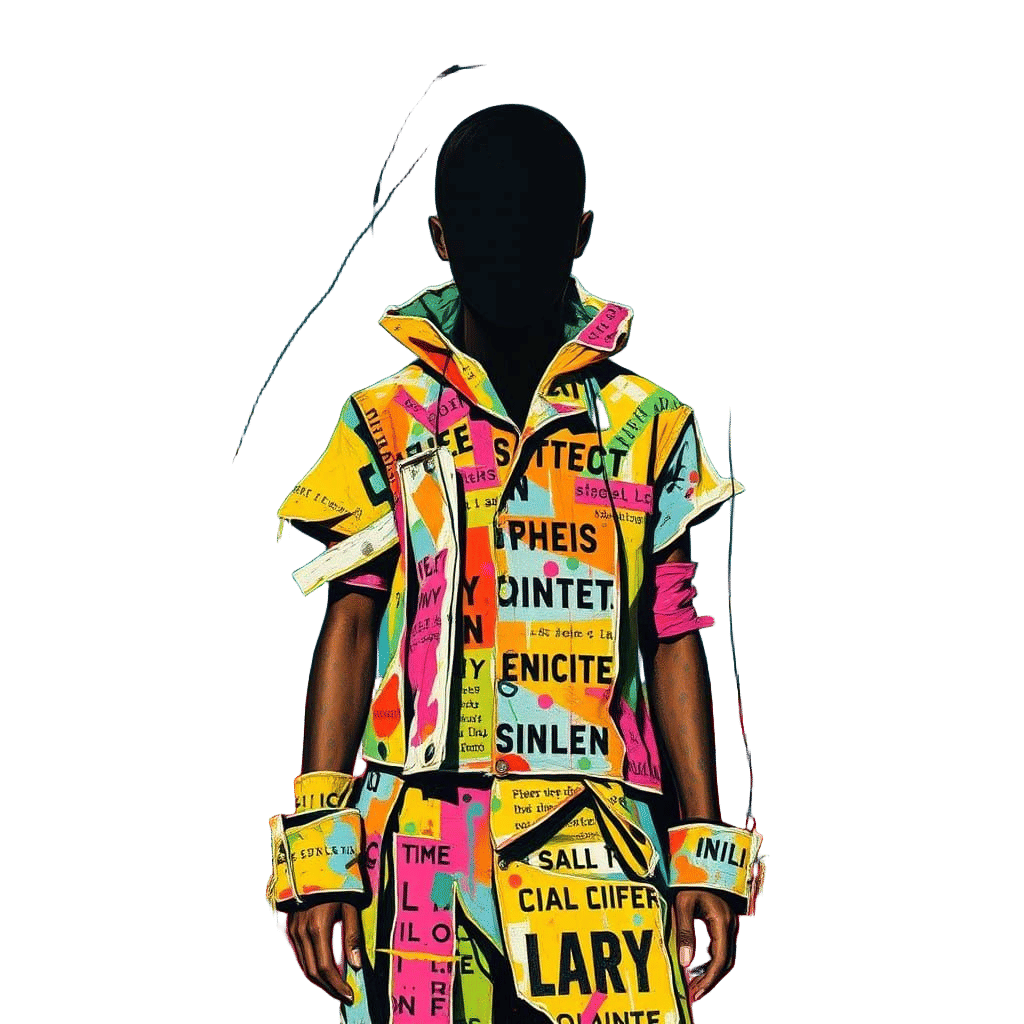 Faceless Figure in Expressionist Landscape, Basquiat Style