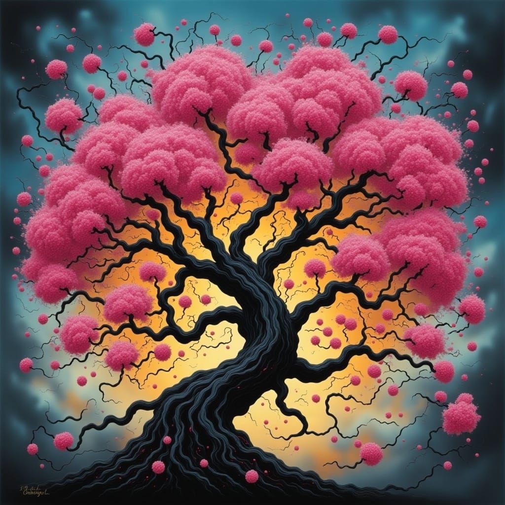 <lora:Twisted Trees:1.0> Cherry blossom on fire 