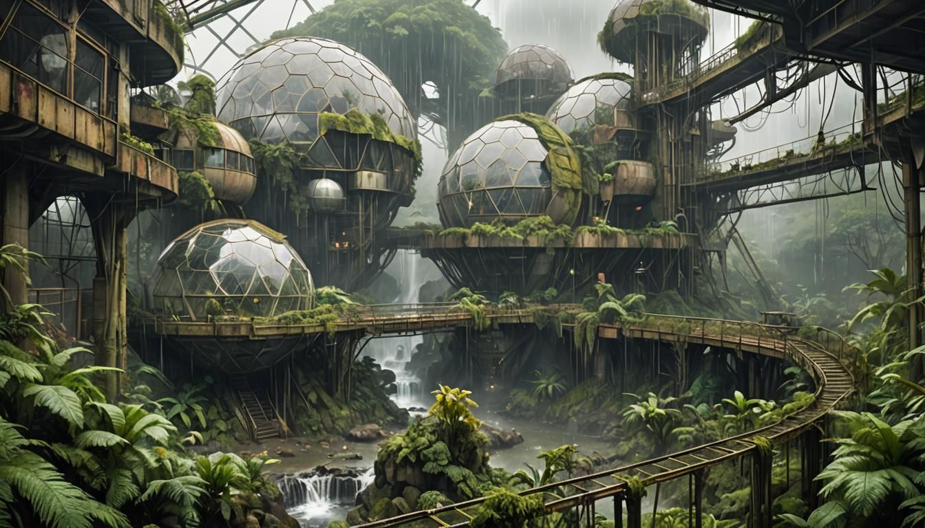 Jungle Reclaims Futuristic City  by @Detritivor
