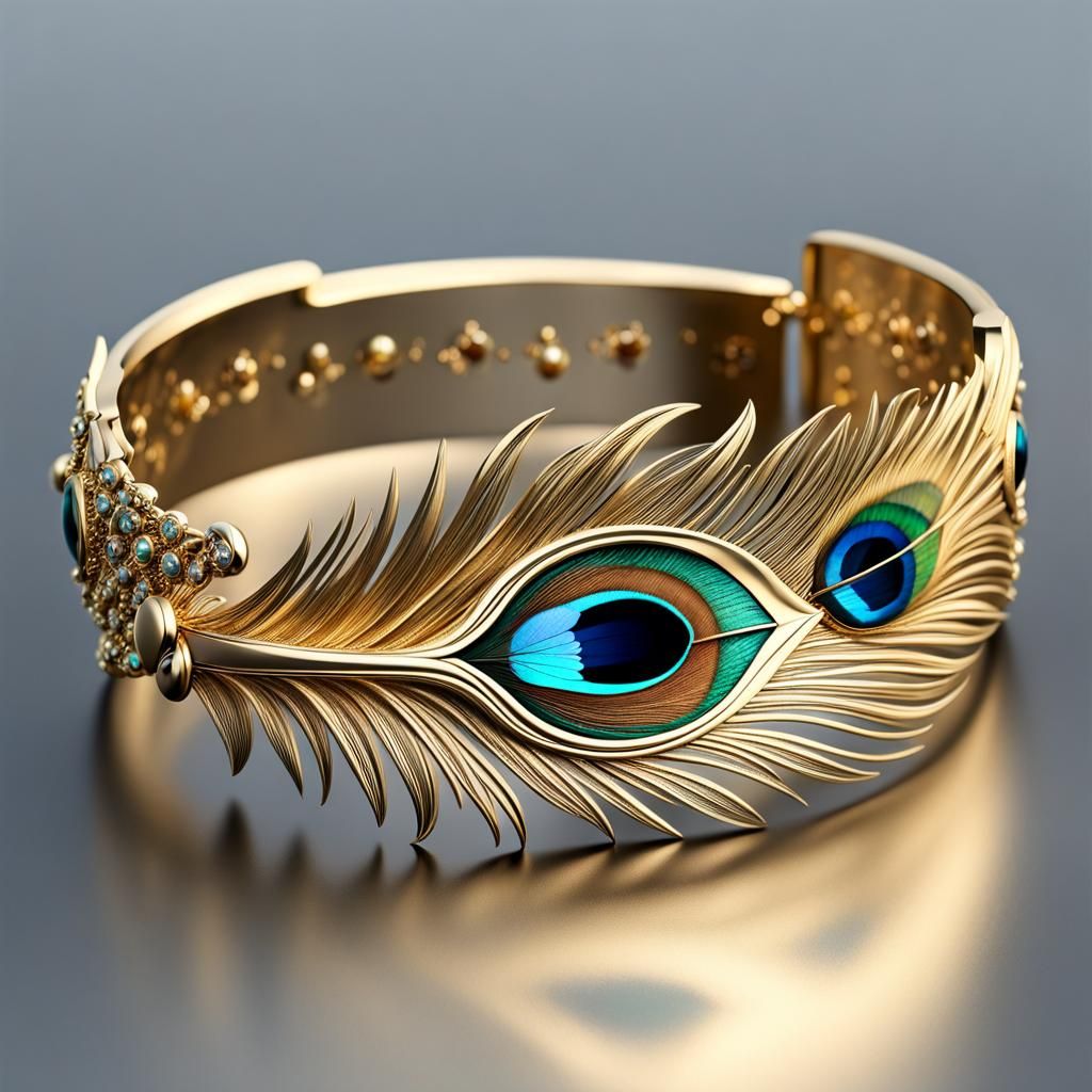 peacock kada bracelet (size 2.4 open screw)