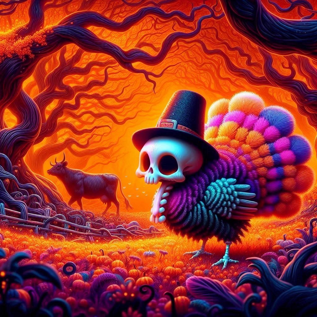 Skeletal Pilgram Turkey beefin' up..