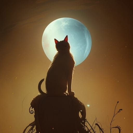 cat with moon