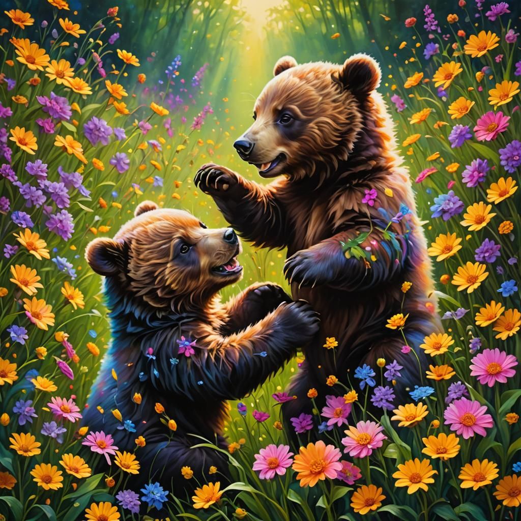 Cubs in a Meadow