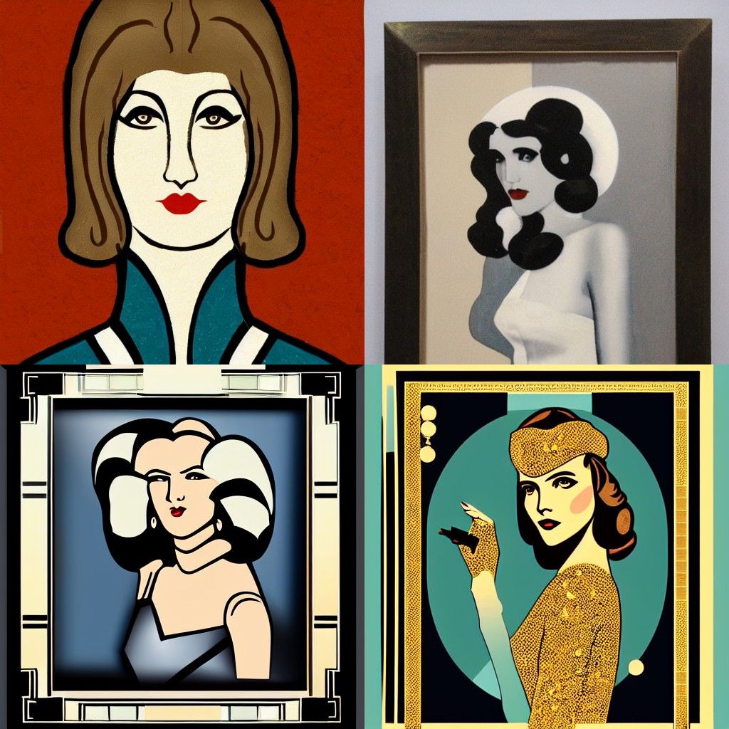 A portrait in the style of Art Deco