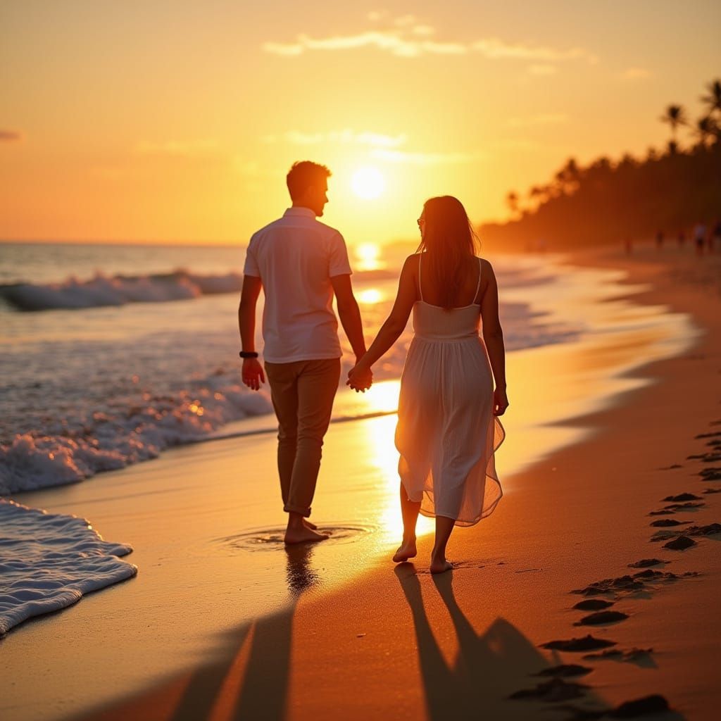 Romantic Sunset Beach Walk