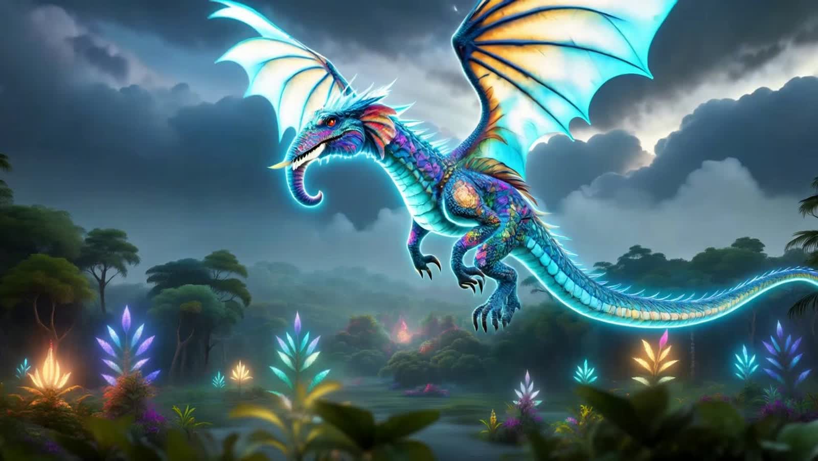 dragon with elephant head soaring