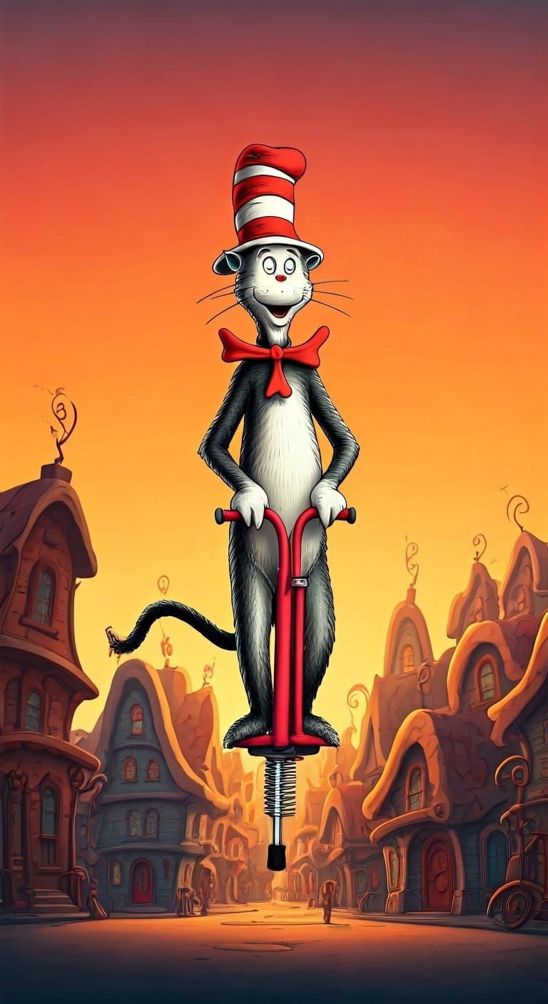 Cat in the Hat Hops on a Pogo Stick  by @Gingersnap
