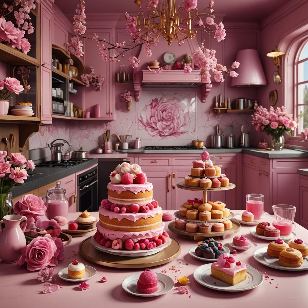 Gourmet Cakes and Pastries in a Modern Kitchen