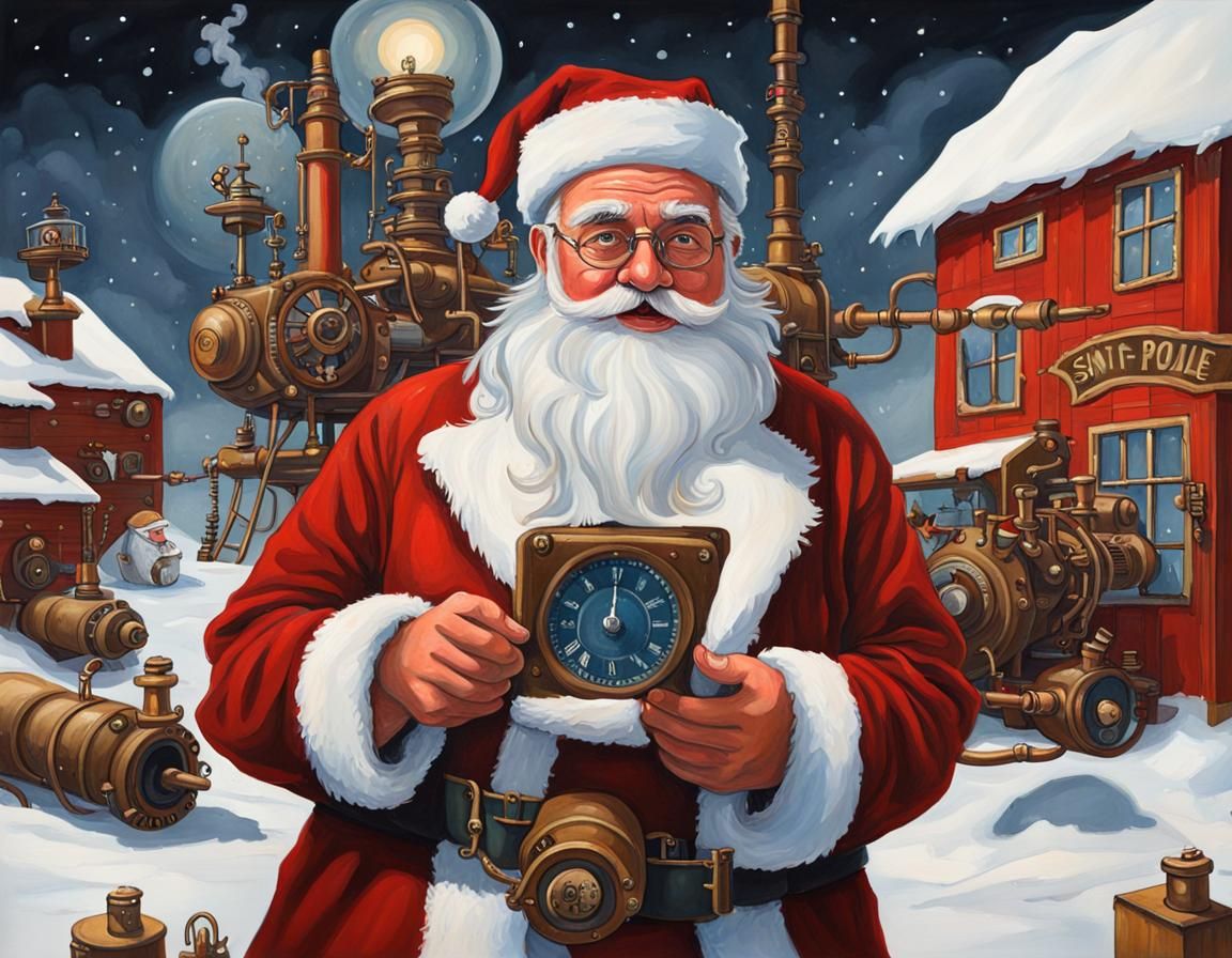 Steampunk technology powers Santa's factory at the North Pol...